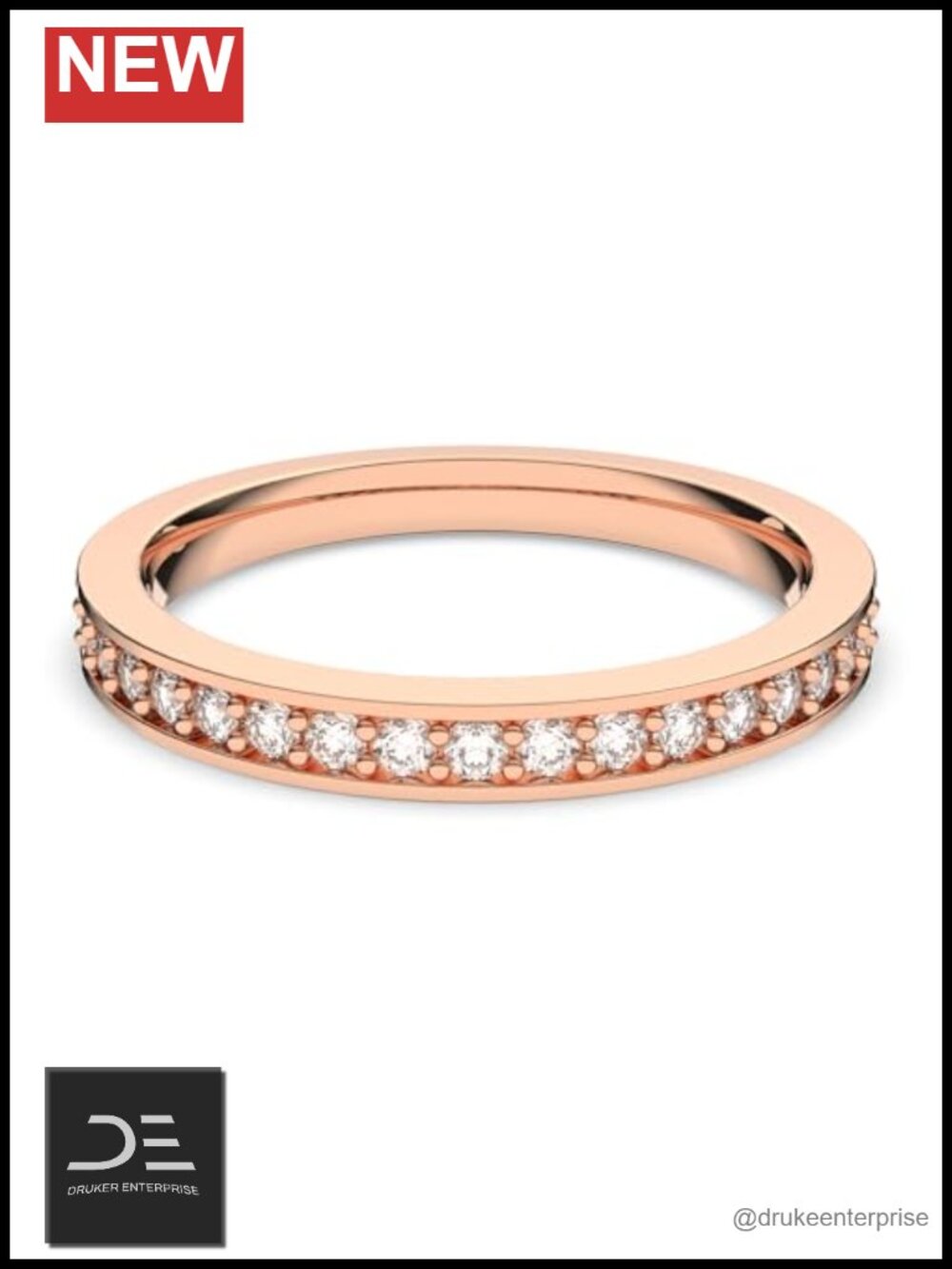Rare Crystal Half Eternity Ring Gold Plated Size 5